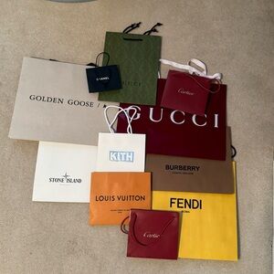 Gucci, Fendi, LV, Cartier, Burberry, Golden Goose etc Retail Store Shopping Bags